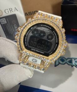 G-Shock Iced Out Baguette Yellow Gold Moissanite Watch