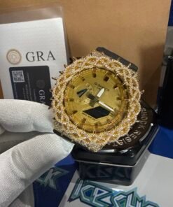G-Shock Iced Out Thorn Yellow Gold Moissanite Watch